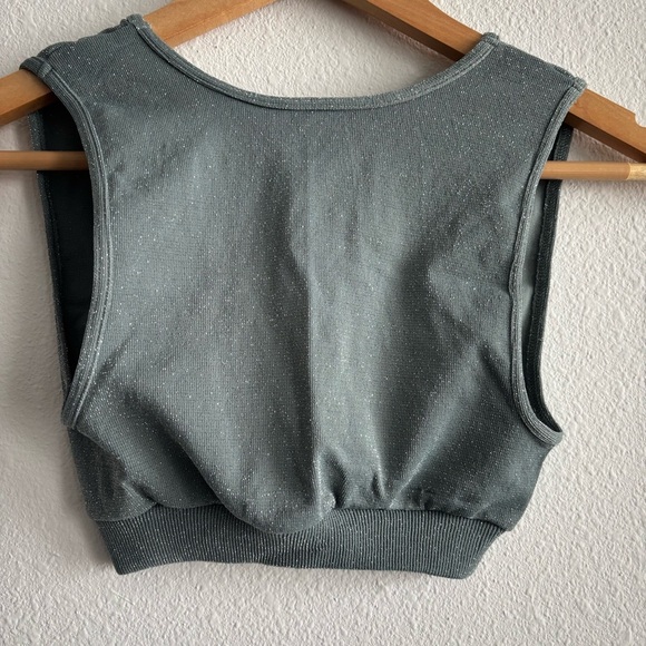 Free People Metallic Greenish Blue Sparkly Plunging V Neck Bralette XS/S - Picture 3 of 6